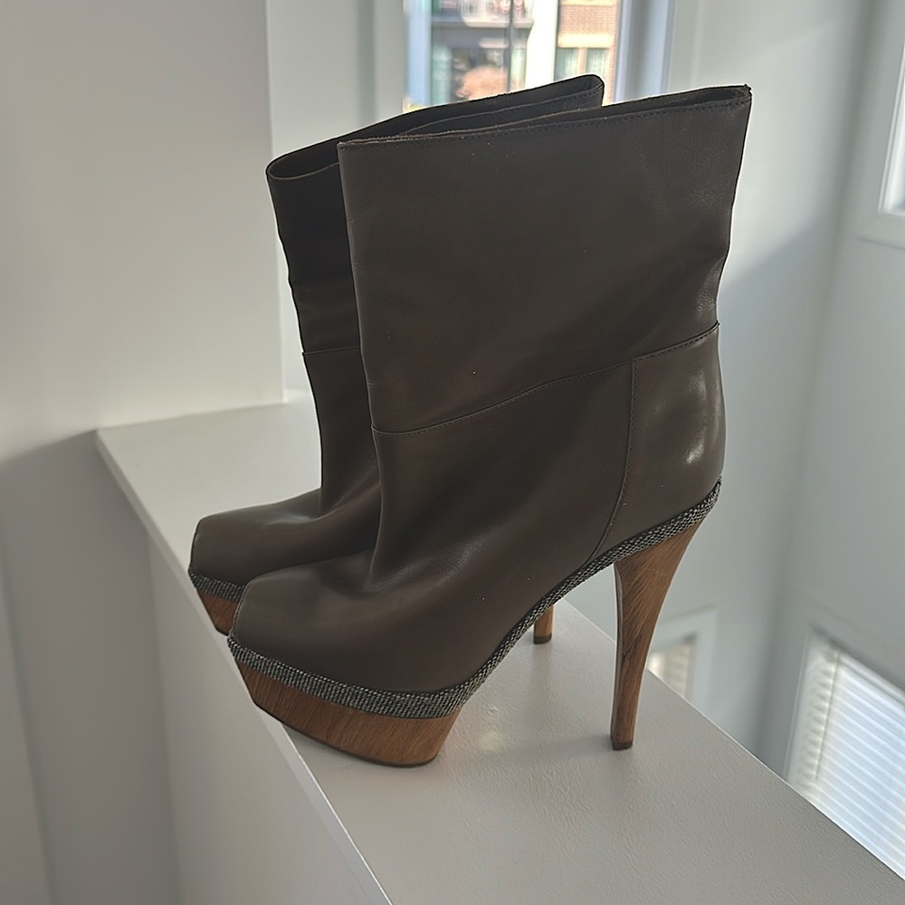 Marni Platform Leather Peep Toe Booties Size 37
